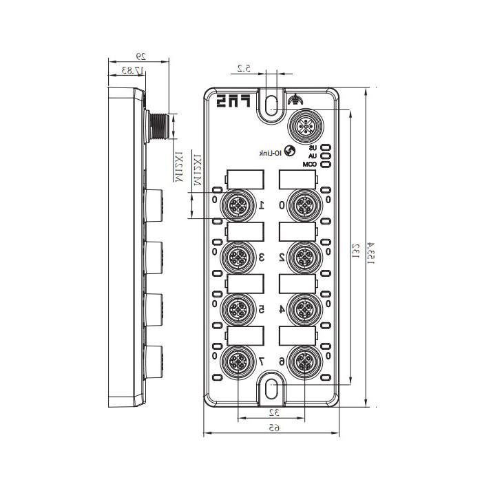 M12接口、IO-Link Hub、8AI，4-20mA 电流模拟量模块、00BA16